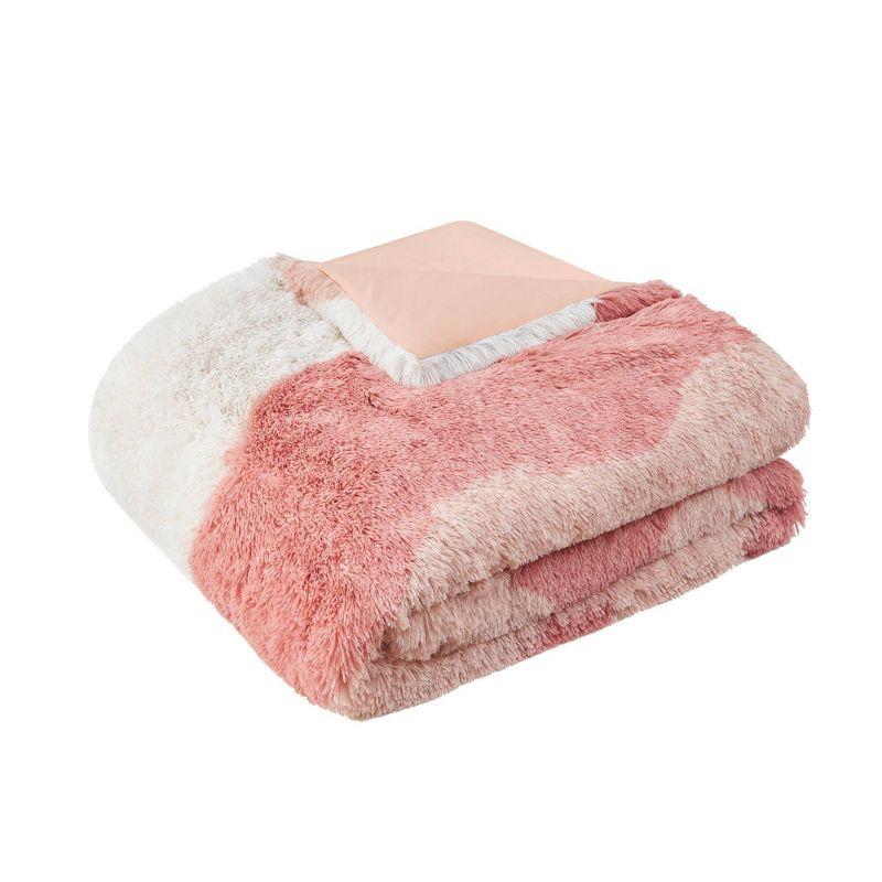 Blush Multi Faux Fur Full Comforter Set with Shams