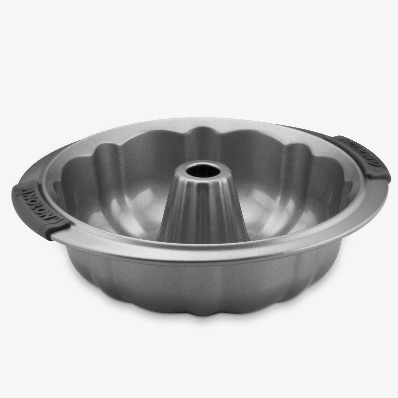 Anolon Advanced Bakeware 9.5" Nonstick Fluted Mold Pan with Silicone Grips Gray