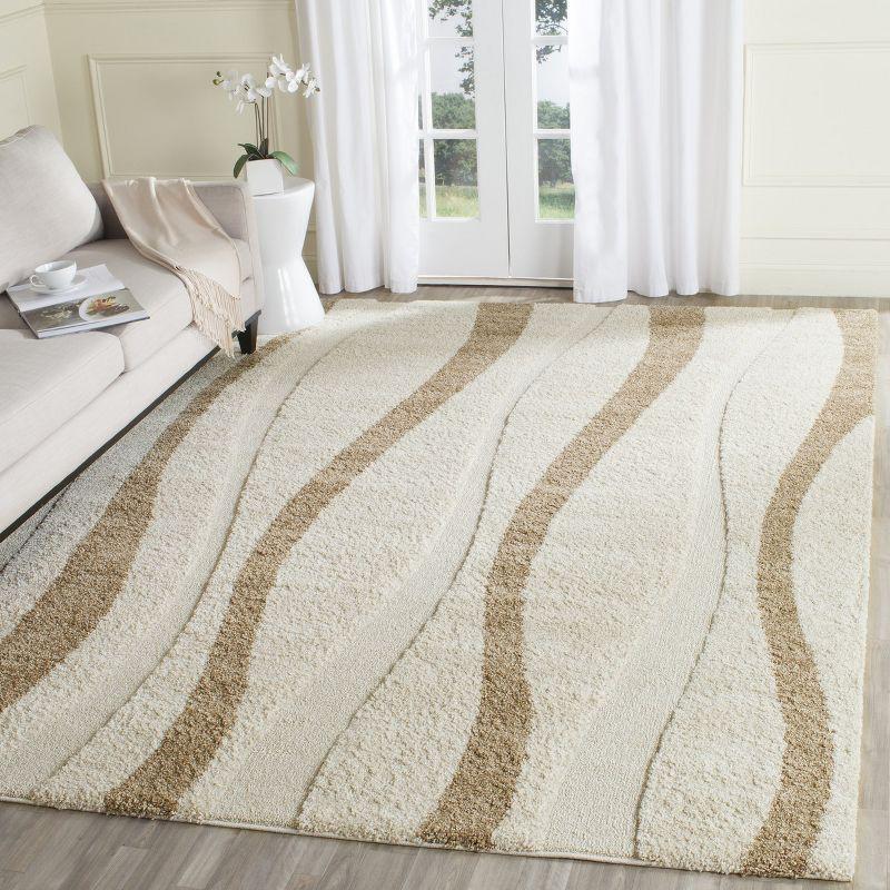 Florida Shag SG451 Power Loomed Indoor Area Rug - Cream/Dark Brown - 8'x10' - Safavieh.