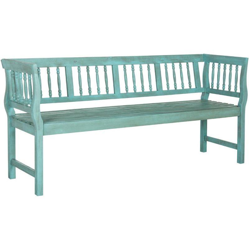 Brentwood Bench - Outdoor - PAT6732 - Beach House Blue/Beige - Safavieh