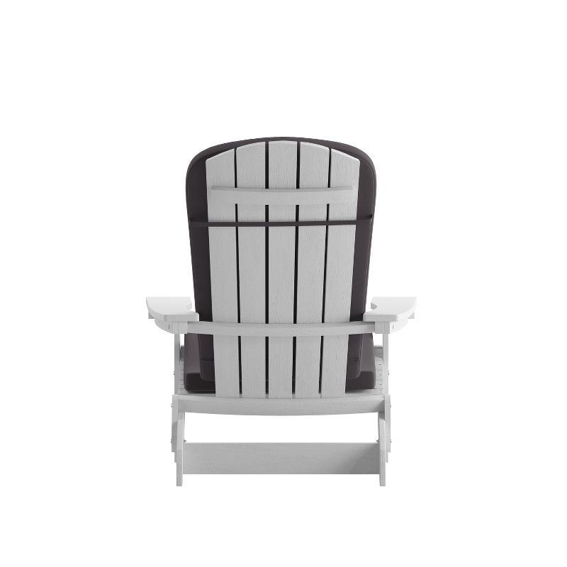 Merrick Lane Set of 2 Weather Resistant Folding Adirondack Patio Chairs With Vertical Lattice Backs and Comfort Foam Cushions