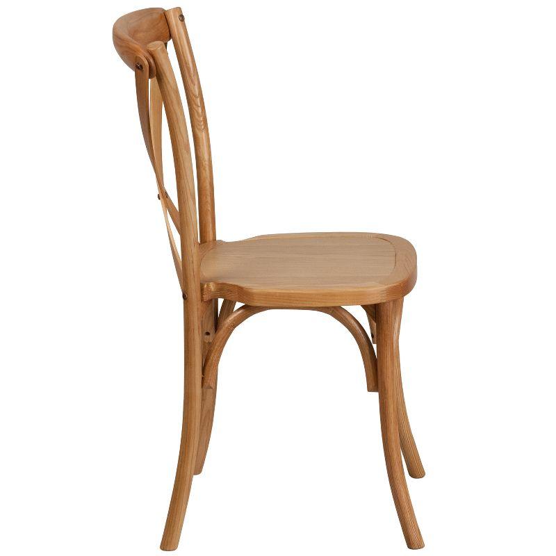 Oak Wood Cross Back Stackable Dining Chair