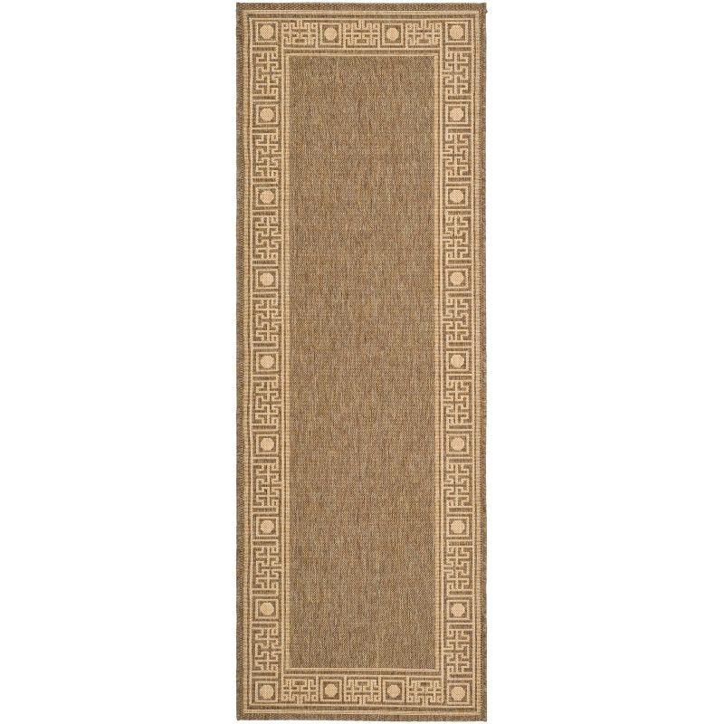 Taupe and Greige Geometric Low Pile Outdoor Area Rug