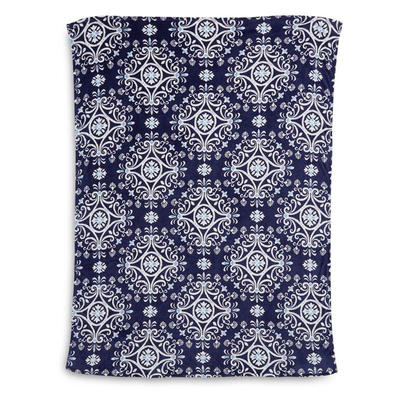 Steel Blue Medallion Fleece Oversized Throw Blanket