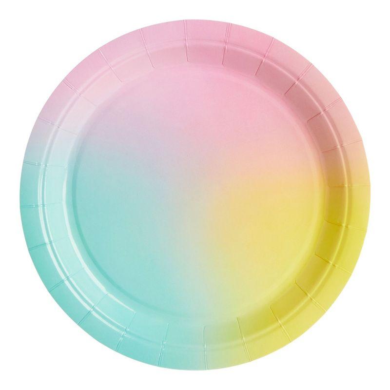 Blue Panda 80-Pack Pastel Rainbow Disposable Paper Plates 9" Birthday Party Supplies