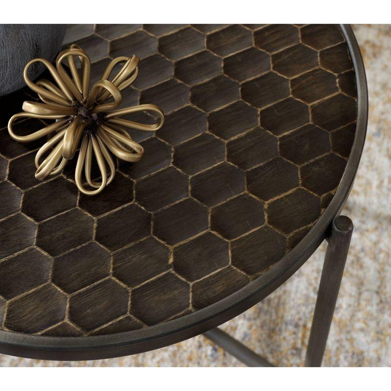 Doraley End Table Black/Gray/Brown/Beige - Signature Design by Ashley: Honeycomb Top, Mango Wood, Metal Base