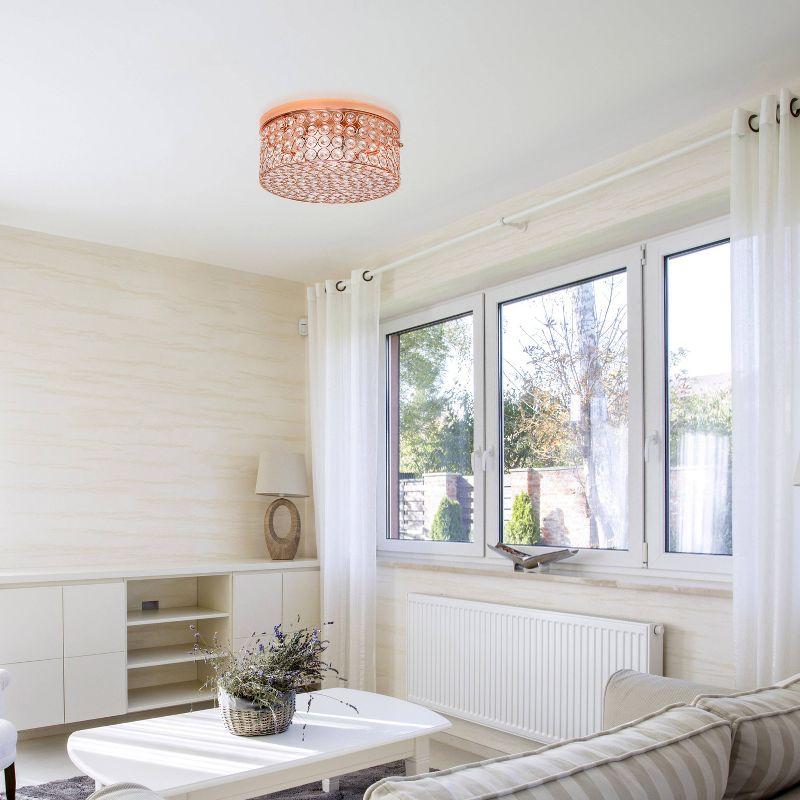 12" Elipse Crystal Flush Mount Ceiling Light, Rose Gold Base & Details - Elegant Designs: UL Listed, 60W