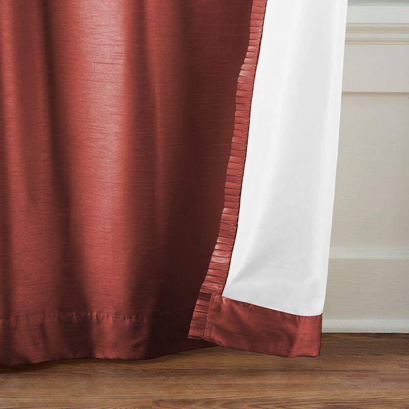 Rouge Faux Silk Blackout Pleated Window Curtain Panel