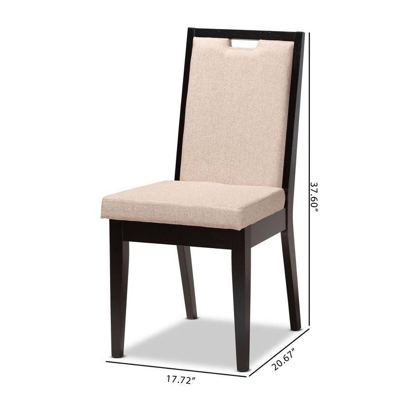2pc Octavia Wood Dining Chair Set Sand/Dark Brown - Baxton Studio