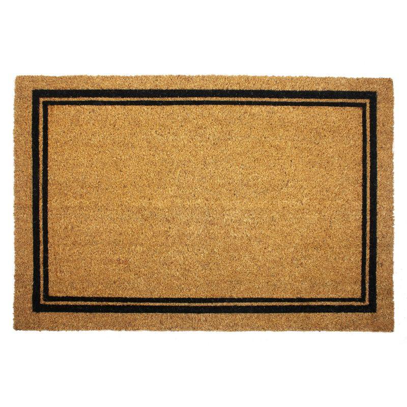 2' x 3' Indoor/Outdoor Coir Doormat with Border Natural/Black - Entryways: PVC Backing, Shake Clean, Medium Pile