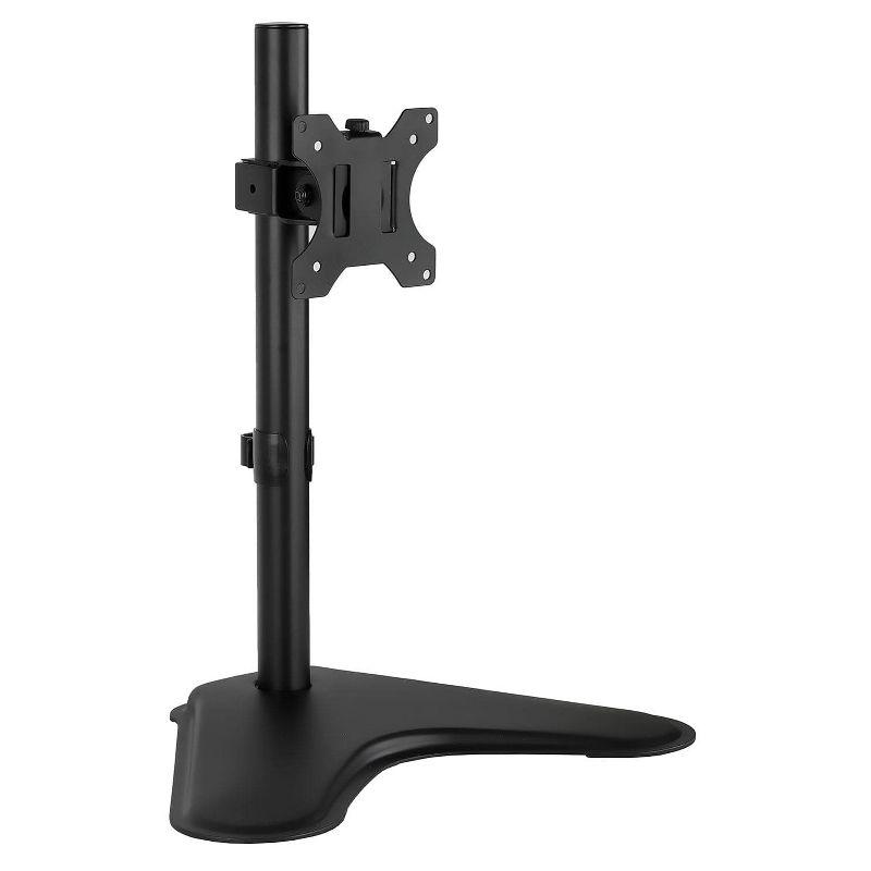 Black Adjustable Steel Single Monitor Stand with 360-Degree Rotation