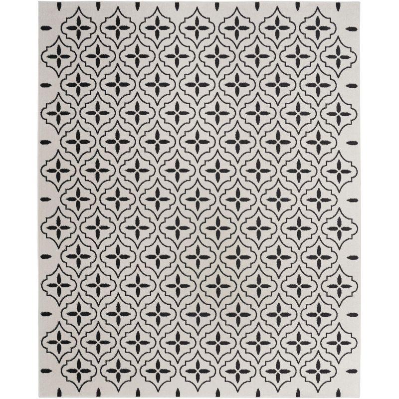 Nourison Essentials Moroccan Modern Indoor Outdoor Rug Ivory Black 5' x 7'