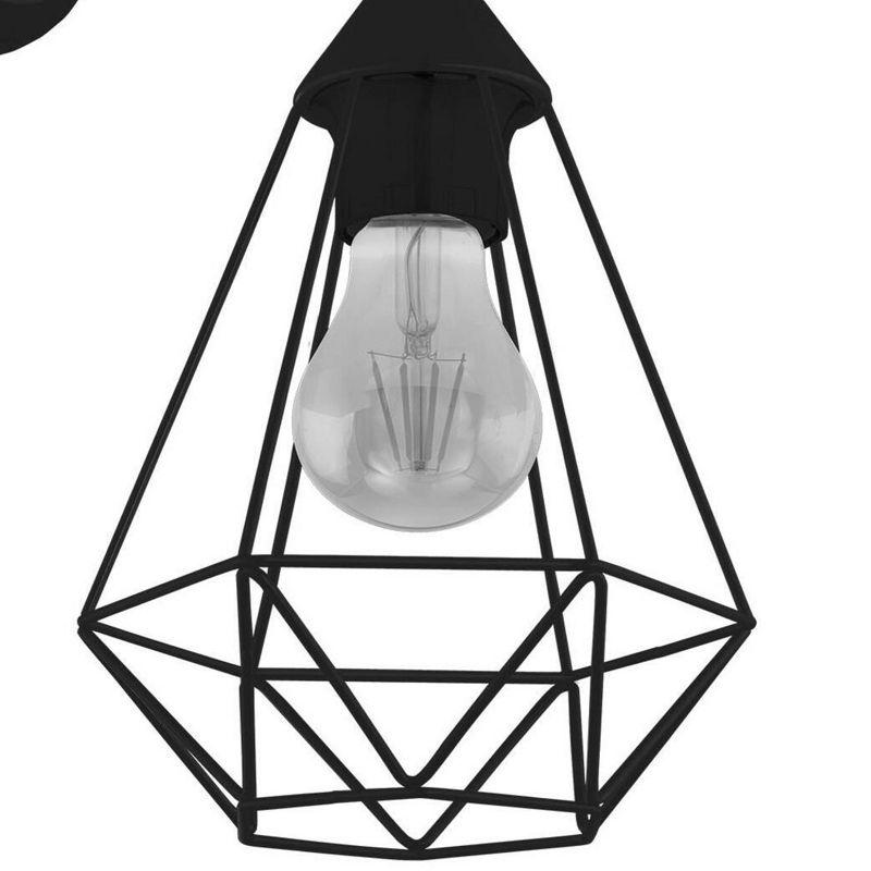 1-Light Tarbes Open Frame Geometric Wall Light Matte Black Finish - EGLO: Vintage Edison Bulb Compatible, ETL Listed, Adjustable Head Tilt