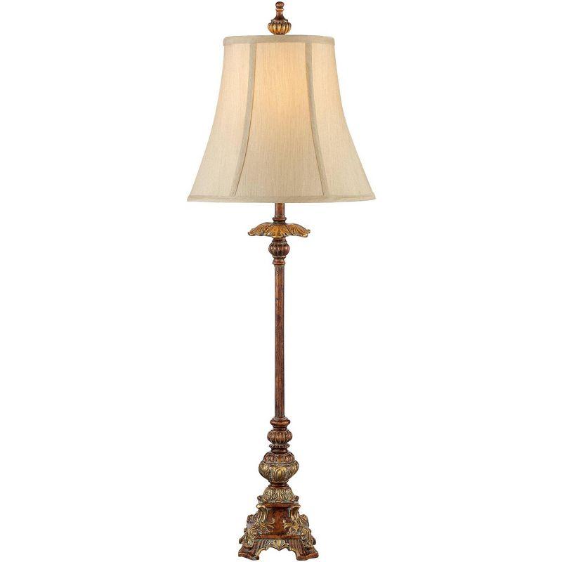 Regency Hill Juliette 36 1/2" Tall Skinny Large Buffet Traditional End Table Lamps Set of 2 Brown Light Bronze Finish Living Room Bedroom Bedside