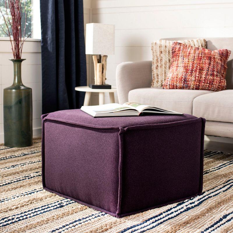 Plum Chic 25" Transitional Felted Wool Pouf Ottoman