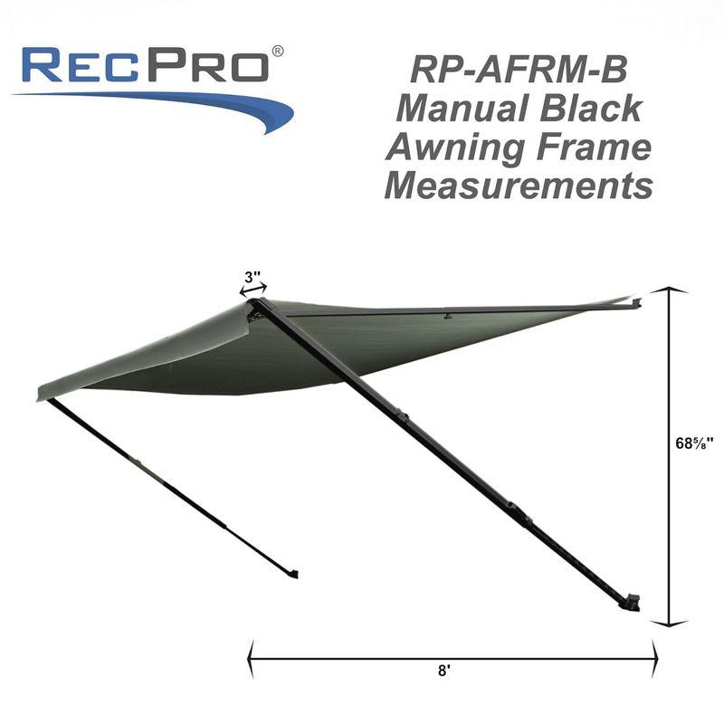 RecPro RV Awning Frame with Durable Fabric Shaded Cover, Protective Outdoor Travel Trailer, Motorhome, or Camper Shield, 21 Foot, Charcoal