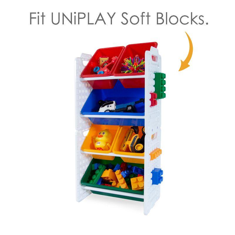 UNiPLAY Toy Organizer With 6 Removable Storage Bins and Block Play Panel, Multi-Size Bin Organizer