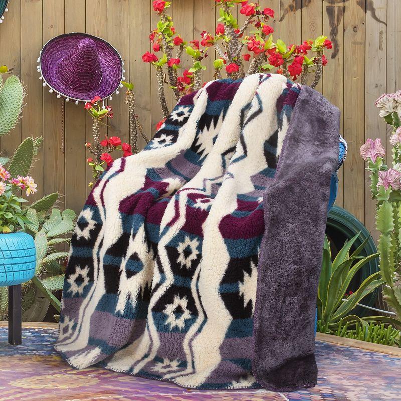 Catalonia Southwest Throw Blanket, Aztec Blanket for Couch or Room Decor, Reversible Comfy Fluffy Blanket, Gift Blanket, 50 x 60 inches