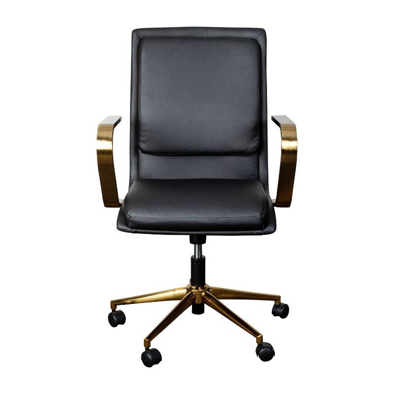 Flash Furniture James Mid-Back Designer Executive Upholstered Office Chair with Brushed Metal Base and Arms