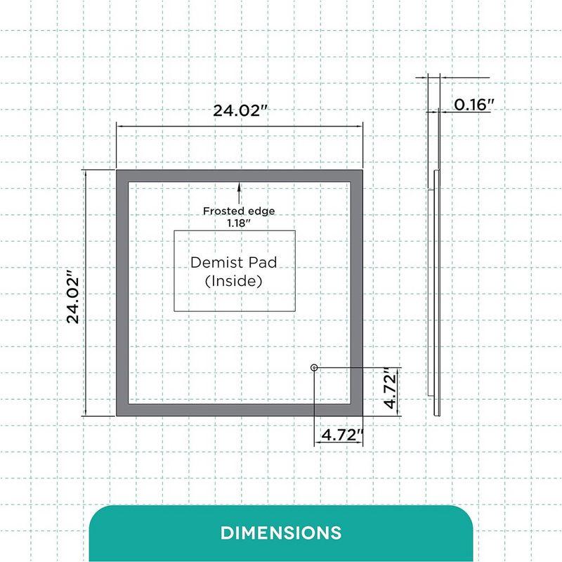 Sleek Square Frameless Aluminum LED Bathroom Mirror