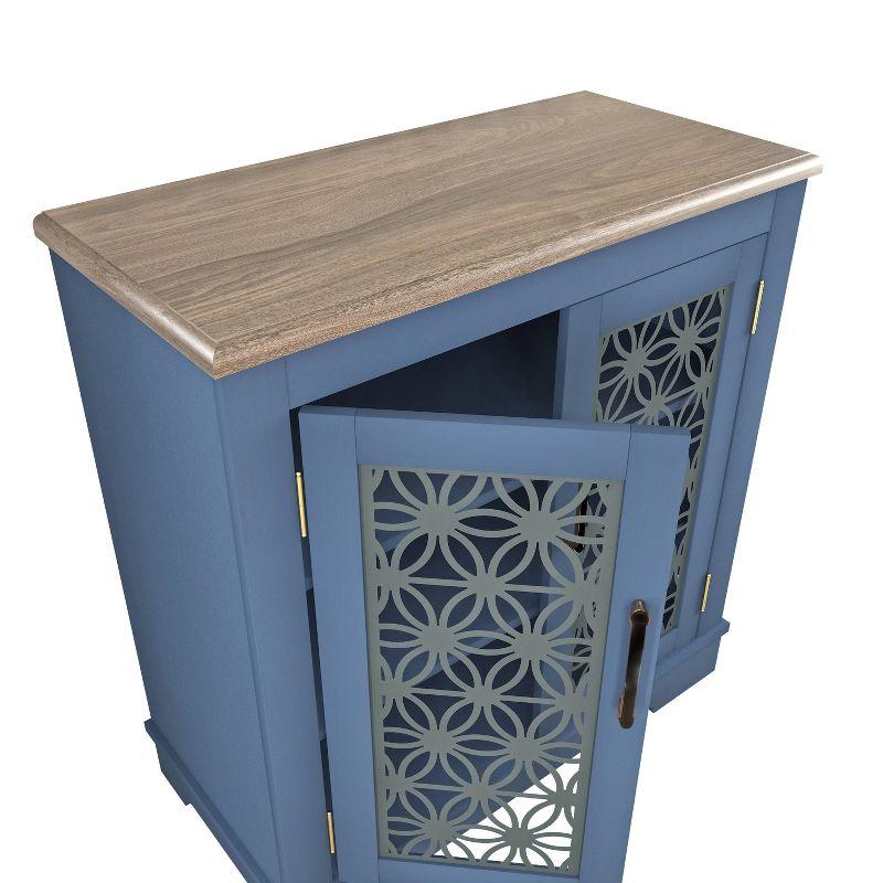 30" Storage Sideboard Buffet Cabinet Navy - Home Essentials: Rustic Bohemian Style, Adjustable Shelves, Tempered Glass Doors