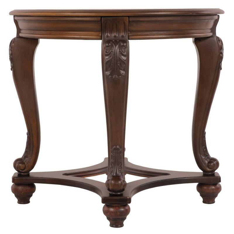 Signature Design by Ashley Norcastle End Table Dark Brown : Beveled Glass, Metal Accents, Wood Legs