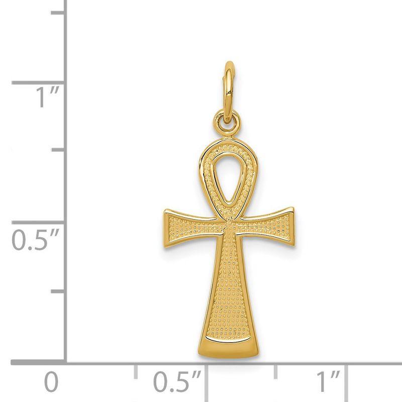 Black Bow Jewelry 14k Yellow Gold Textured Ankh Cross Pendant, 12 x 28mm