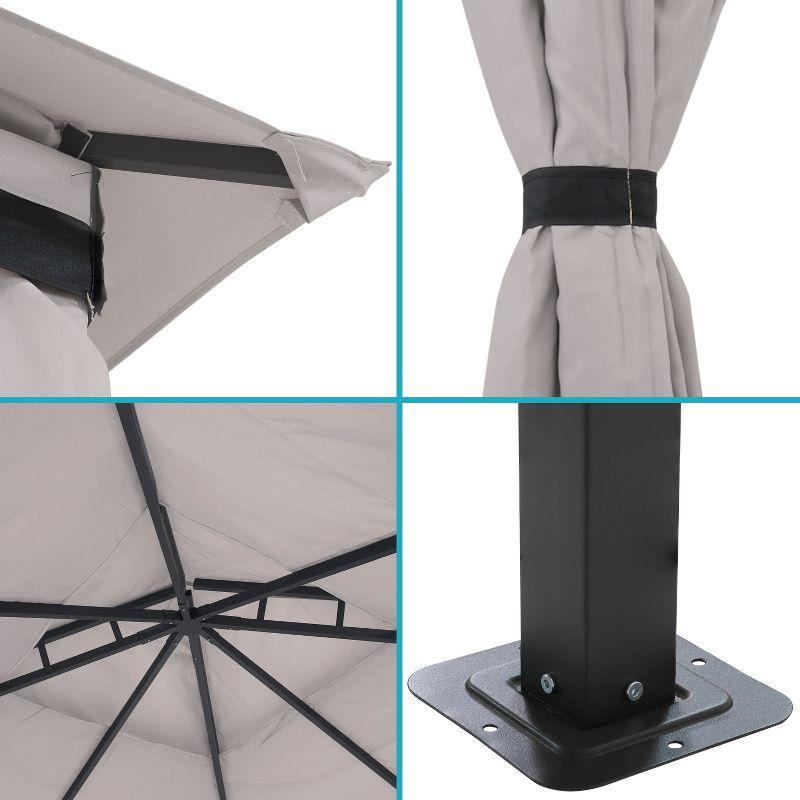 Sunnydaze Soft Top Rectangle Patio Gazebo with Screens and Privacy Walls for Backyard, Garden or Deck - Gray