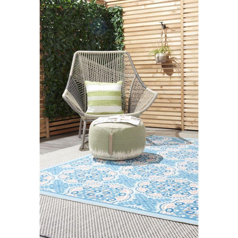 Floral Blue Outdoor Area Rug