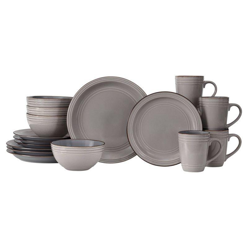 Baum Bros. 16pc Stoneware Ridgeway Dinnerware Set Gray