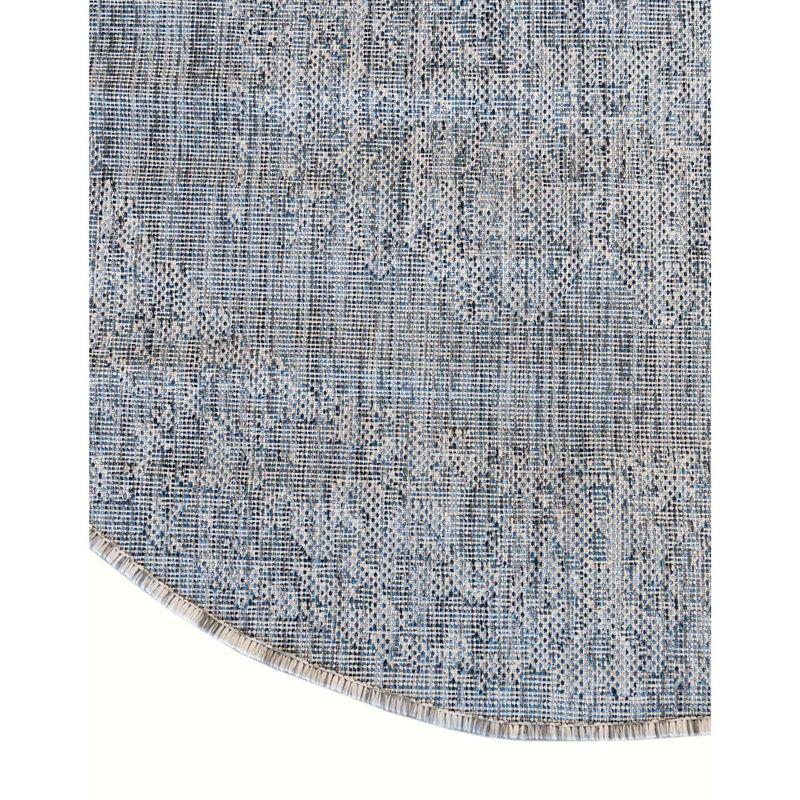 Unique Loom 5' 3 x 8' 0 Oval Indoor/Outdoor Traditional Blue Area Rug
