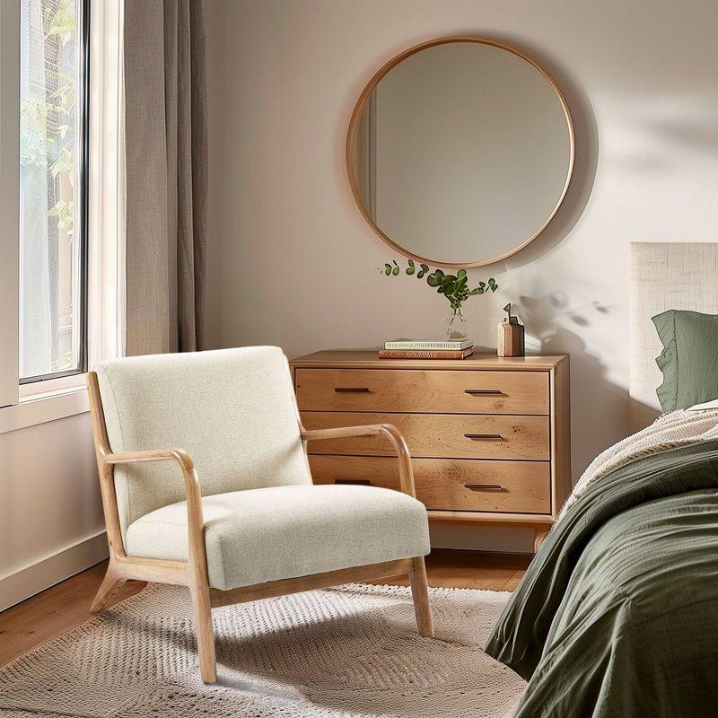 Ink+Ivy Novak Lounge Chair Taupe: Mid-Century Modern, Polyester Upholstery, Rubberwood Frame