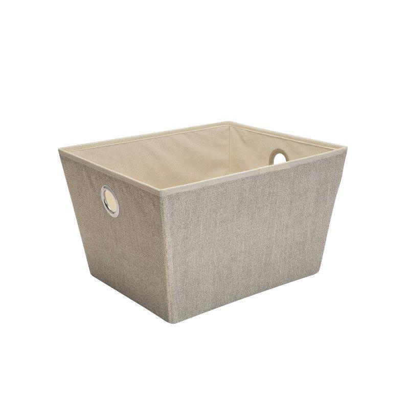 Beige Faux Jute Large Grommet Storage Bin