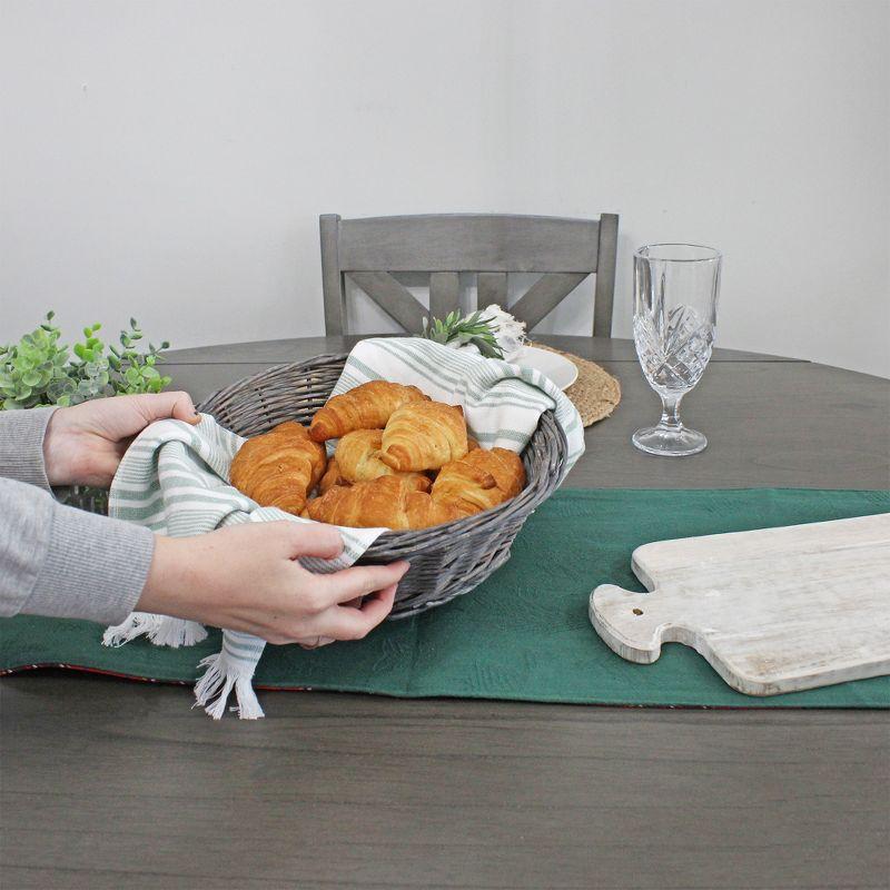 Gray-Washed Round Wicker Bread Baskets, Set of 2