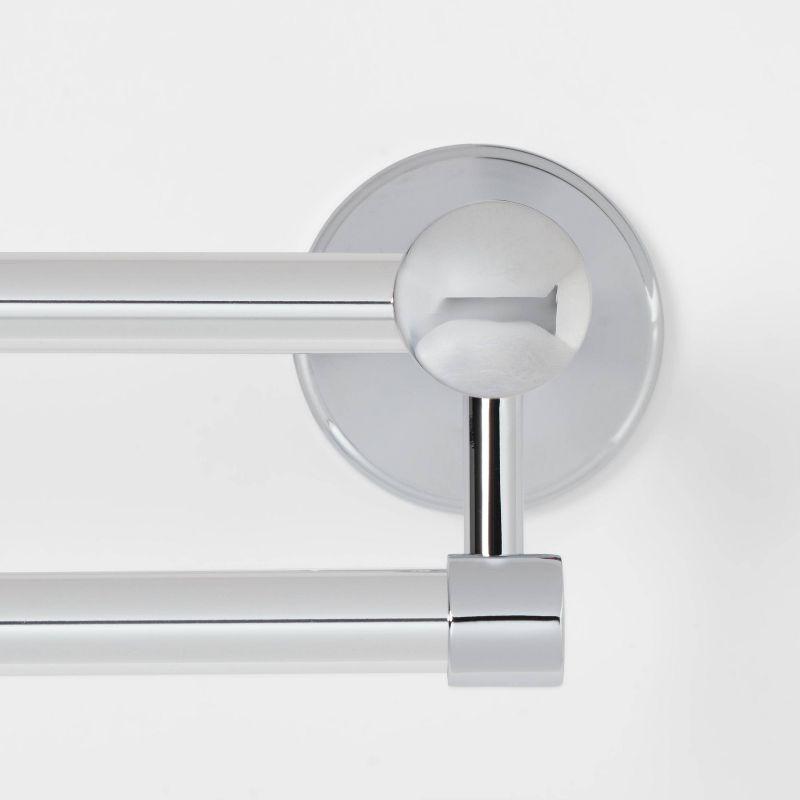 Casual Double Towel Bar Chrome - Threshold™: Aluminum & Zinc, Silver Finish, Bathroom Accessory