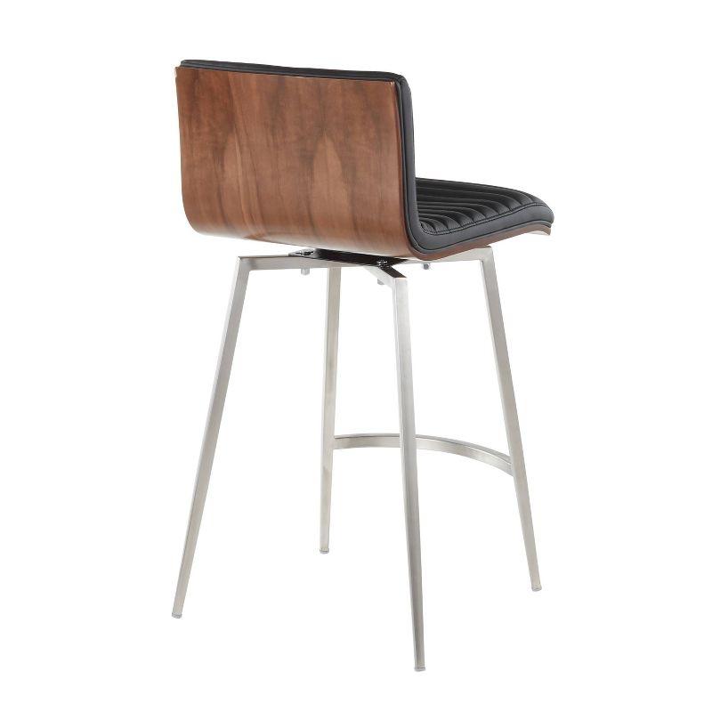 LumiSource Set of 2 Mason Contemporary Swivel Counter Height Barstools Black: Faux Leather, Steel Legs, Fixed 26" Seat Height