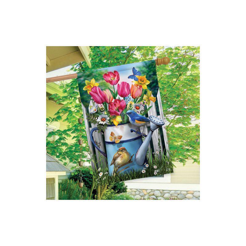 Floral Watering Can Spring House Flag 40" x 28" Briarwood Lane