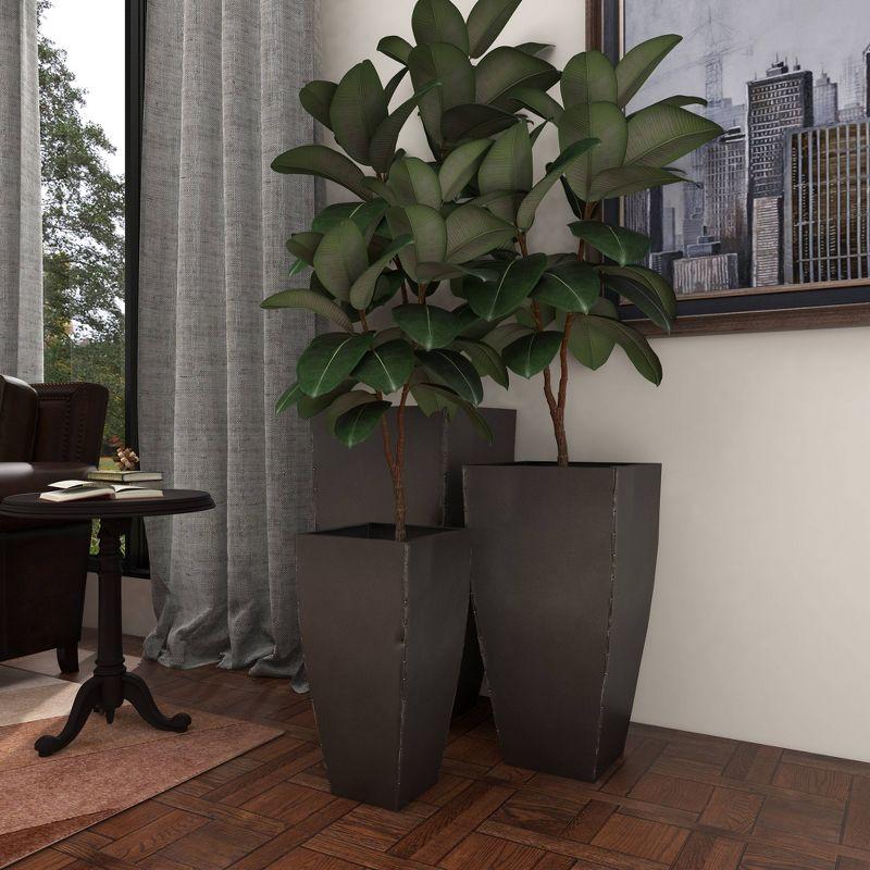 Set of 3 Modern Rectangular Metal Planters Black - Olivia & May: Iron Construction, Indoor/Outdoor Use, No Drainage Holes