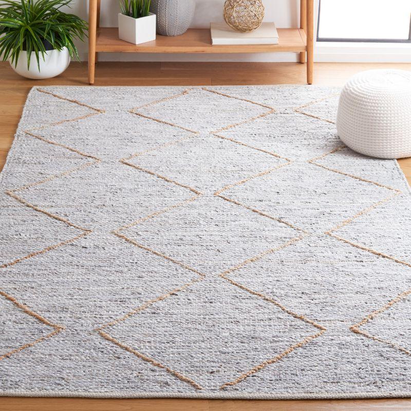 Handmade Gray Cotton and Cowhide Flat Woven Rug, 3' x 5'