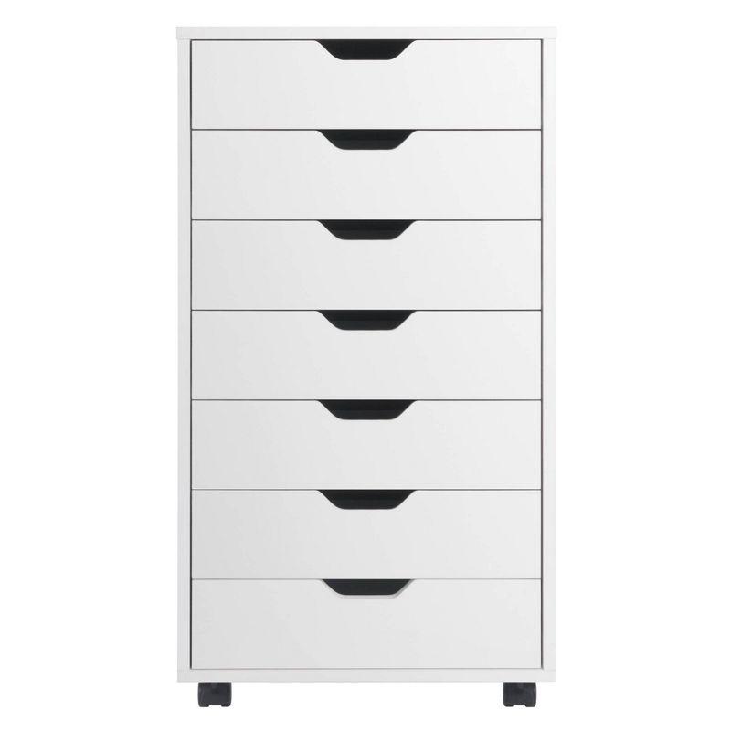 Winsome White Freestanding 7-Drawer Office Cabinet with Casters