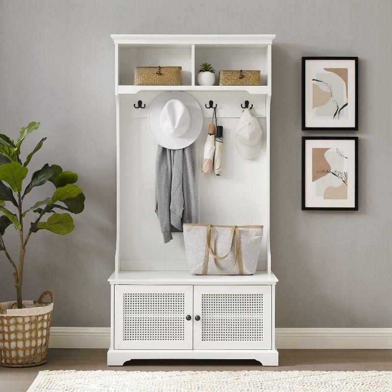 Sarah Hall Tree White - Crosley: Entryway Organizer with Shelving, Coat Hooks, Shoe Cabinet