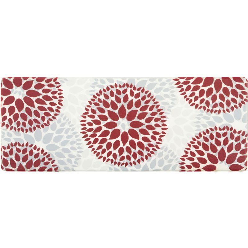 Red and White Modern Floral Anti-Fatigue Standing Mat 18" x 47"