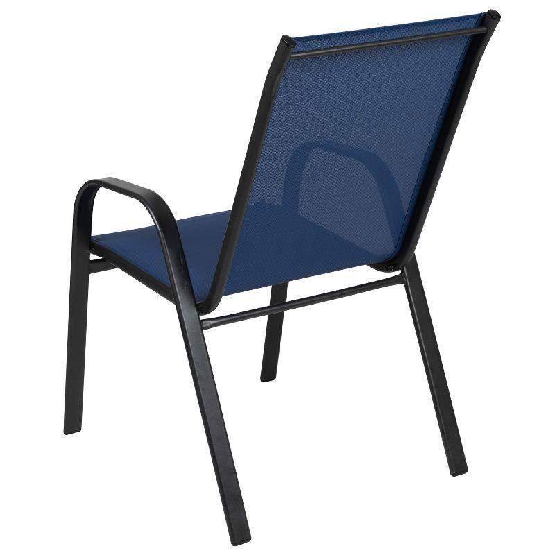 Flash Furniture 4 Pack Brazos Series Navy Outdoor Stack Chair with Flex Comfort Material and Metal Frame