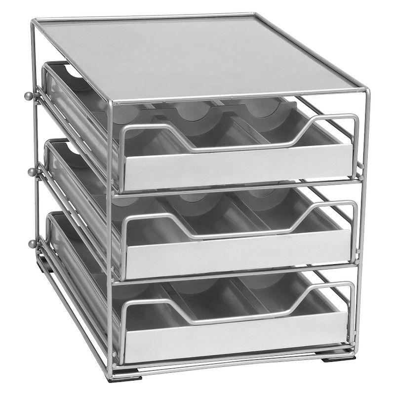 Silver Three-Tier Tilt Down Spice Drawer Organizer