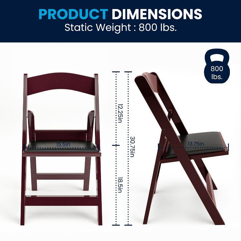 Flash Furniture Hercules Folding Chair - Red Mahogany Resin - 4 Pack 800LB Weight Capacity Comfortable Event Chair - Light Weight Folding Chair