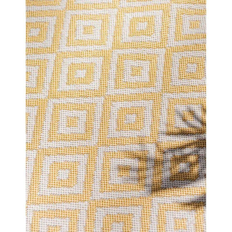 Yellow Ivory Geometric 6' x 9' Outdoor Area Rug