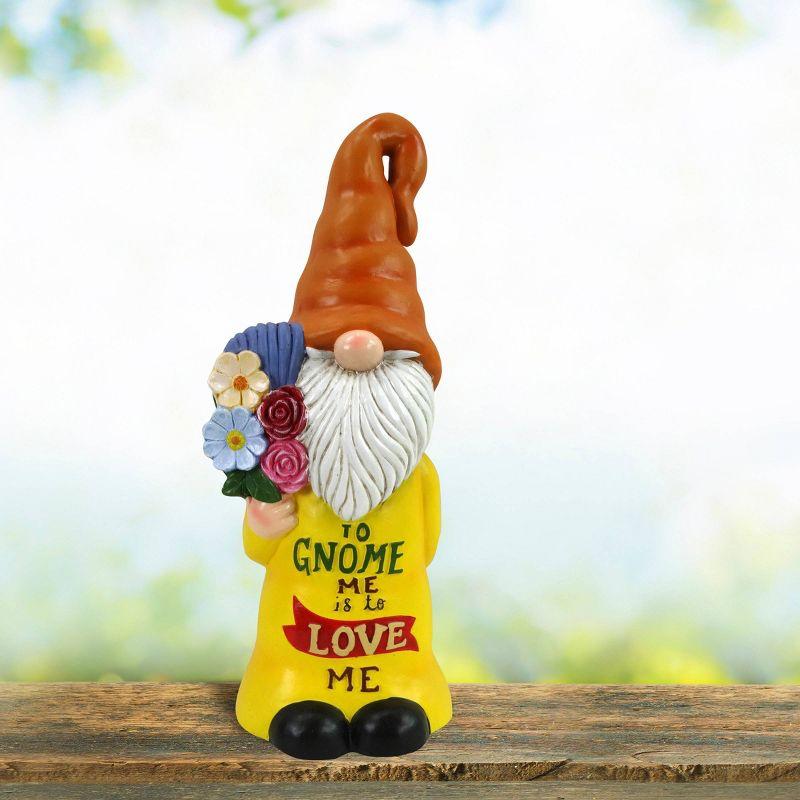 24" Magnesium Oxide "To Gnome Me is To Love Me" Indoor/Outdoor Garden Gnome Statue Orange/Yellow - Alpine Corporation