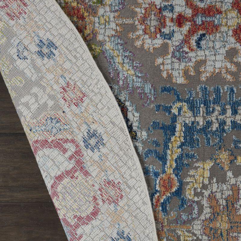 Nourison Global Vintage Traditional Bordered Indoor Area Rug Grey/Multicolor 6' x Round