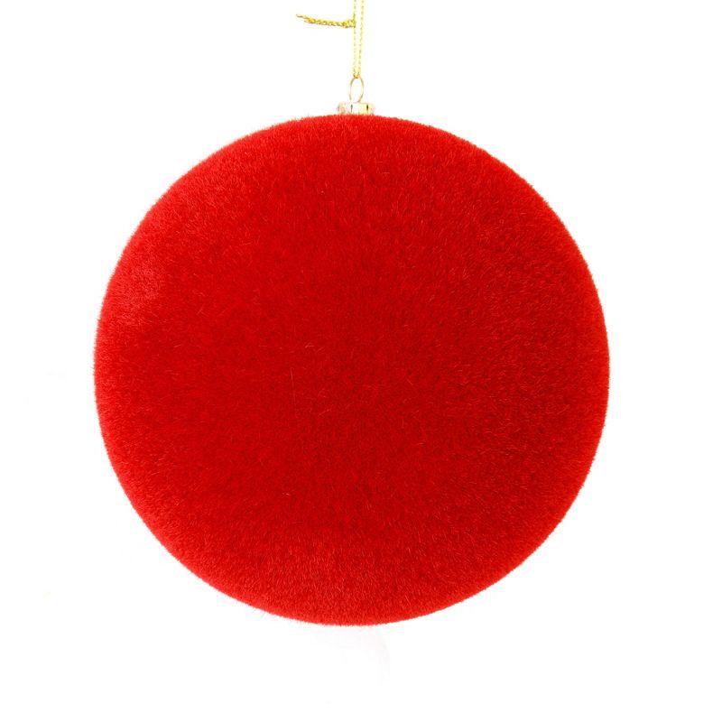 Red Shatterproof Flocked Plastic Ball Ornament Set