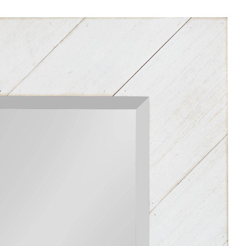 24" x 30" Rost Pieced Wood Framed Wall Mirror White - DesignOvation: Modern Rectangle, No Assembly Required